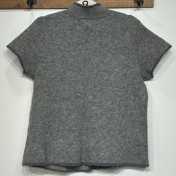 Eileen Fisher alpaca, merino wool blend short sleeve cardigan - Picture 3 of 12